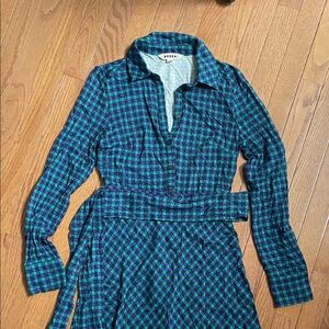 Boden Blue and Green Long Sleeve Dress